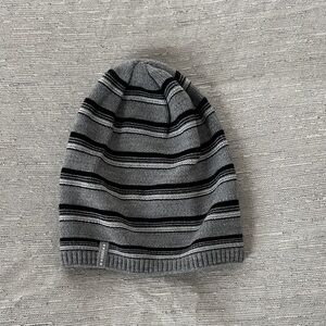Gray Striped Beanie Hat